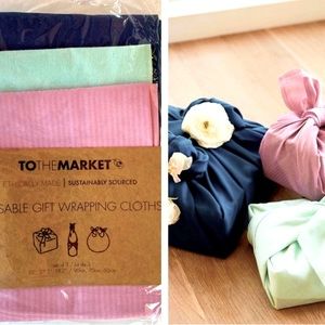 NWT To The Market Reusable Gift Wrapping Cloths - 3 Cloths